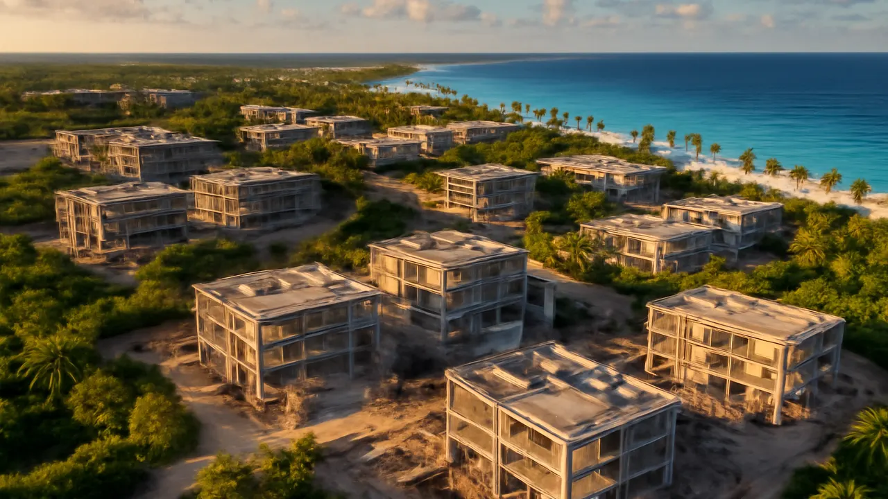 Zona en desarrollo con infraestructura turística en Punta Cana, mostrando la expansión y proyectos turísticos en la región